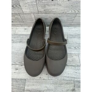 Crocs Mary Jane Shoes Womens Size 8 Brown Classic Comfort Slip On Lightweight‎